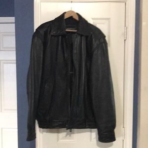 Mens black leather coat